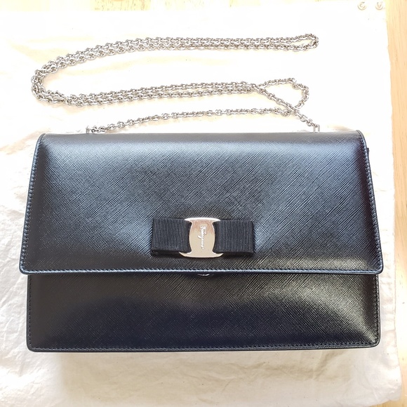 Salvatore Ferragamo Handbags - Salvatore Ferragamo Black Saffiano Vara Bag
